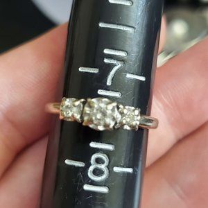 Solid 10k white gold genuine diamond rin